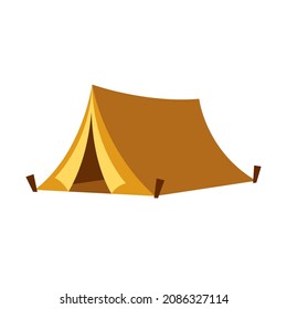 Tourist camping tent flat vector logo icon illustration design isolated hiking, tourism, journey trip in woods white background