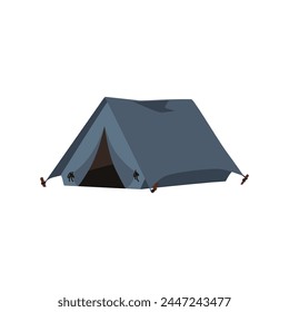 Tourist camping tent icon. Vector illustration of grey campsite equipment for traveling and hiking activities. Cartoon camping folding house isolated on white. Summer outdoors vacation
