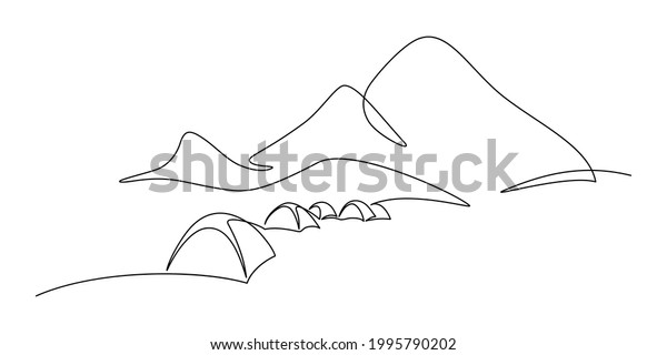 Tourist Campsite Continuous Line Art Drawing Stock Vector (Royalty Free ...