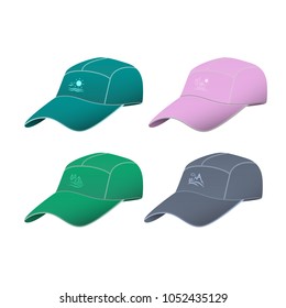 Tourist caps with stripes. Vector