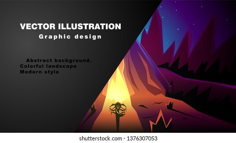 Tourist card with the colorful landscape