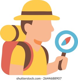 Tourist Character with Backpack and Compass Icon