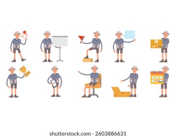 tourist characters in different poses set