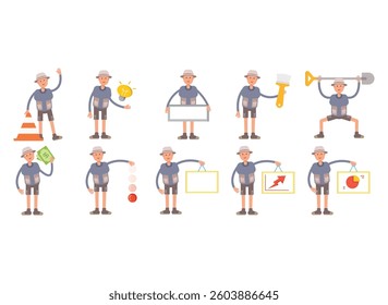 tourist characters in different poses set