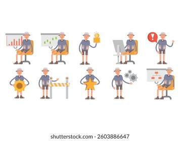 tourist characters in different poses set