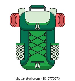 Tourist, city and school backpack flat vector mbe icon. Objects isolated on white background.