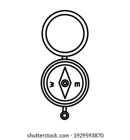 Tourist compass icon. A device for navigating the terrain.Tourist and hiking equipment. Vector