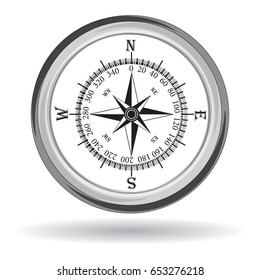 Tourist compass isolated on white background, art creative modern vector illustration. Sports banner