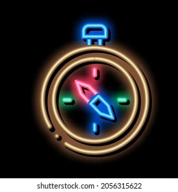 Tourist Compass Sign neon light sign vector. Glowing bright icon Tourist Compass sign. transparent symbol illustration
