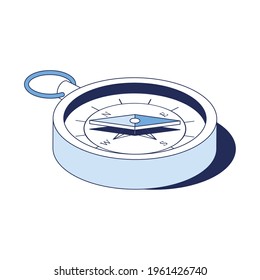 Tourist compass. Vector 3d line isometric, web icons, blue color. Creative design idea for infographics.