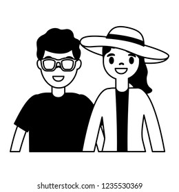 tourist couple with bag and camera 