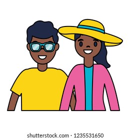 tourist couple with bag and camera 