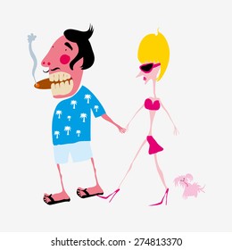 Tourist couple vector illustration
