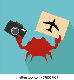 tourist crab illustration over blue color background