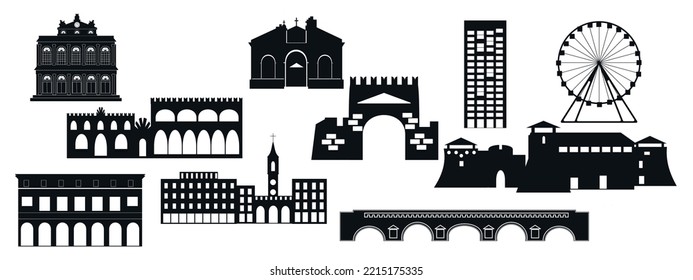 Tourist edifices in the city of Rimini, Italy.