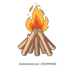 Tourist fire. Illustration tourist fire on a white background. Illustration Camping.