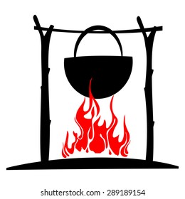 Tourist fire on a white background. Vector Illustration