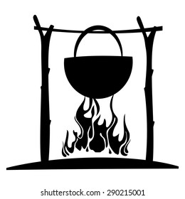Tourist fire on a white background. Vector Illustration
