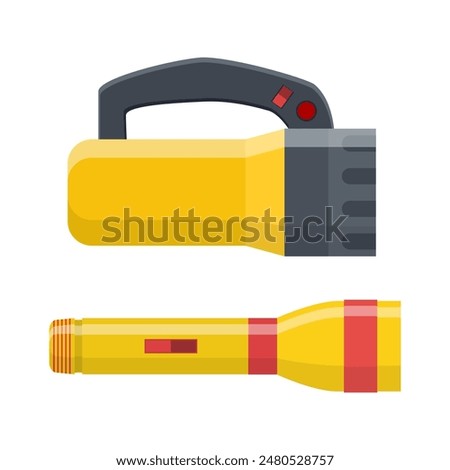 Tourist flashlight Handle icon. Different flashlight isolated on white. Vector illustration in flat style