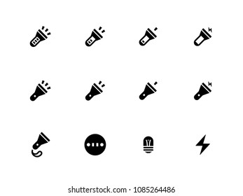 Tourist Flashlight vector icons. Different flashlight isolated on white.