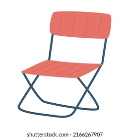 Tourist folding chair. Camping equipment, car travel, garden. A piece of furniture. Flat vector illustration isolated on a white background.