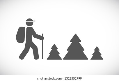 tourist in forest - concept icon