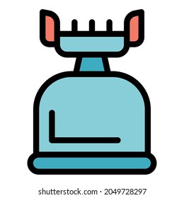 Tourist gas stove icon. Outline tourist gas stove vector icon color flat isolated