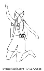 Tourist girl cartoon with bag design