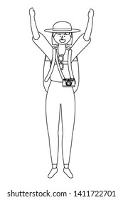 Tourist girl cartoon with bag design