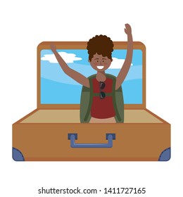 Tourist girl cartoon with bag design