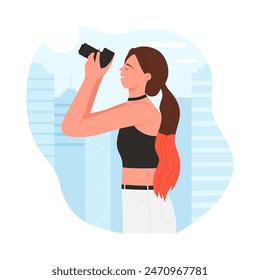Tourist girl holding camera to take pictures of sightseeing while traveling vector illustration