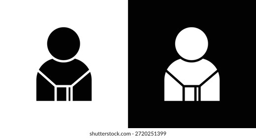 Pictograma plano negro icono de la guía turística. Para gráficos y Diseño web.