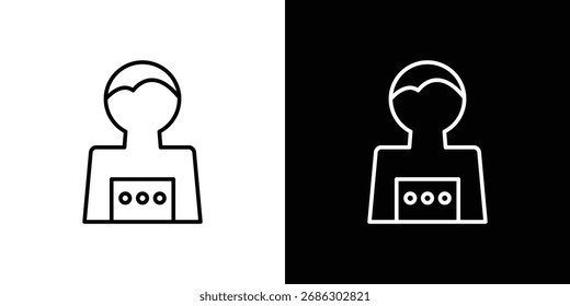 Icono de guía turística simple pictograma de Vector. concepto de icono en blanco y negro