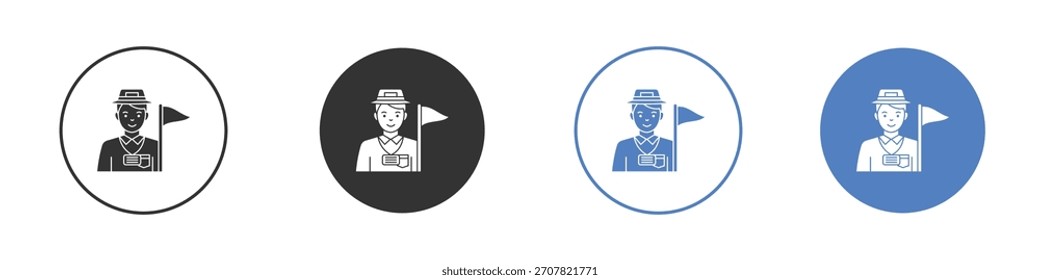 Ilustración del Arte vectorial del icono de la guía turística. para el concepto móvil y los Diseños web