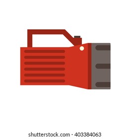 Tourist handle flashlight vector icon. Hiking light isolated on white background. Backpacking portable lamp.