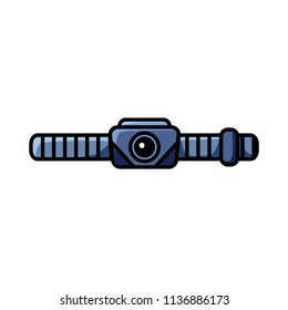 Tourist head flashlight sign simple icon