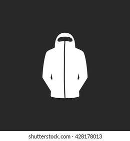 Tourist hiking jacket coat  sign simple icon on  background