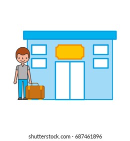 tourist in hotel building