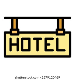 Tourist hotel icon outline vector. Travel tourism. Holiday book color flat