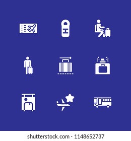 tourist icon. 9 tourist vectors with sleeping bag, suitcase, tourist and bus icons for web and mobile app