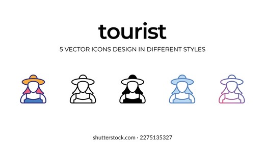 tourist Icon Design in Five style with Editable Stroke. Line, Solid, Flat Line, Duo Tone Color, and Color Gradient Line. Suitable for Web Page, Mobile App, UI, UX and GUI design.