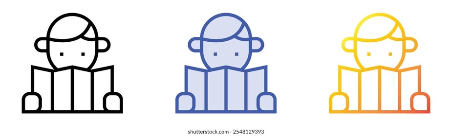 tourist icon. Linear, Blue Fill and Gradient Style Design Isolated On White Background