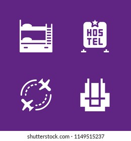 tourist icon set. bunk, flight and backpack vector icon for graphic design and web