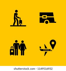 tourist icon set. flight, tourist and caravan vector icon for graphic design and web