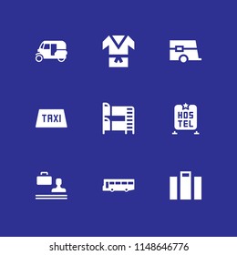 tourist icon set. luggage, caravan and tuk tuk vector icon for graphic design and web