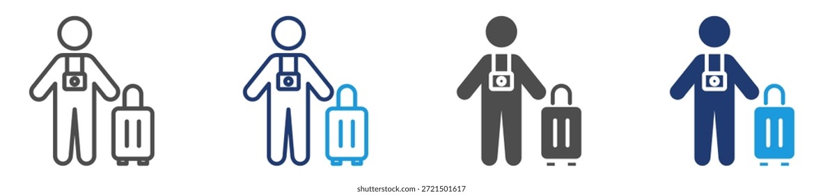 conjunto de ícones de turista com vários estilos