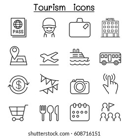 Tourist icon set in thin line style