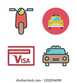 tourist icon set. vector set about taxi, scooter and visa icons set.