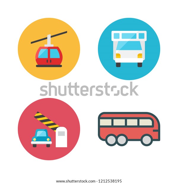 tourist icon set. vector set about cable\
car cabin, barrier, caravan and bus icons\
set.