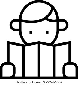 icono turístico. Diseño de estilo lineal delgado aislado sobre fondo blanco